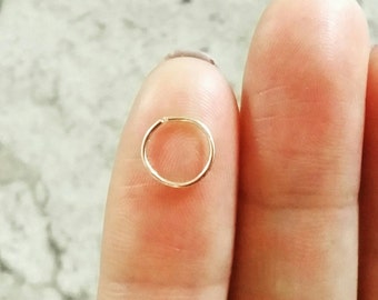 Small gold cartilage hoop, 14k gold, silver filled, gifts, helix piercing, nose hoop, tragus earring, hoop piercing, endless hoop, ring