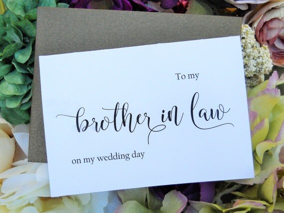 TO My BROTHER in LAW on my Wedding Day Card, Shimmer Envelope,To My ...