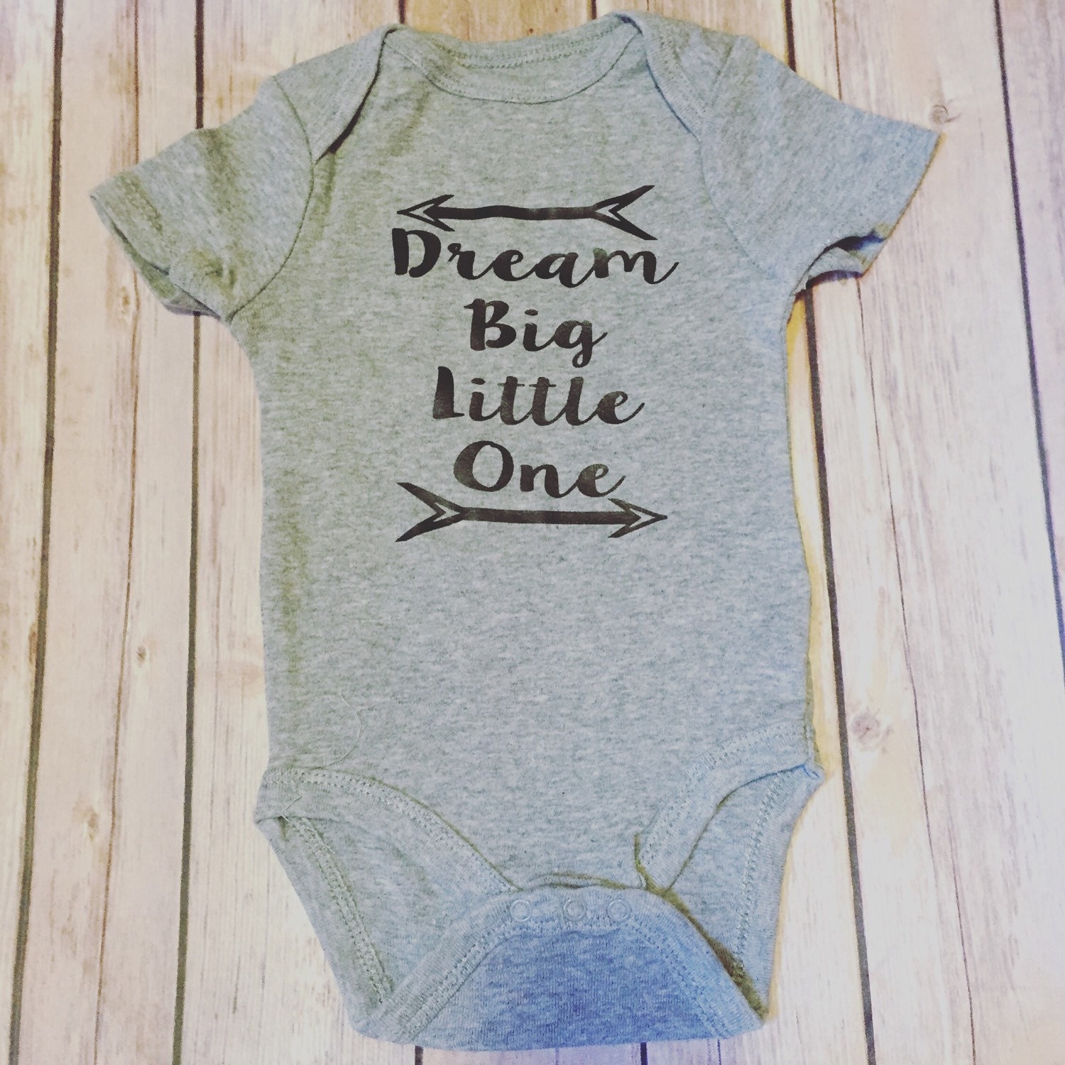 Dream Big Little One Baby Onesie Baby boy bodysuit Grey