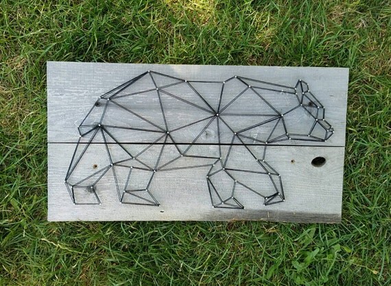 String Art Bear Grizzly Bear String Art by wordsupbuttercup