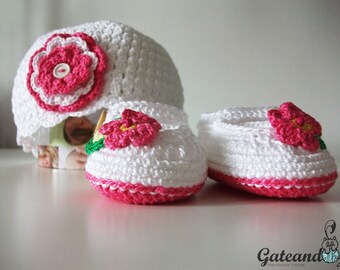 Hat and Booties Set. Crochet. Baby Clothes.