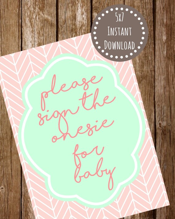 Please Sign the onesie for baby 5x7 instant by SavvyandCrafty