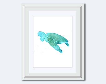 Sea Turtle Printable - Sea Turtle Art Print - watercolor turtle - sea life print - beach decor - Sea life theme - printable - Printable Art