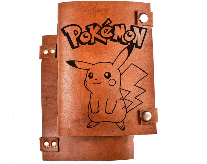 Pokemon journal - Pikachu notebook - leather diary - pokemon notepad - Personalized journal - sketchbook