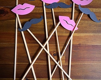Mustache and lips party props. Party accessories. Guest gifts. Photography props.