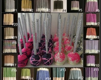 Rhinestone bling cake pop sticks- 25 sticks bling/glam/wedding/bridal shower
