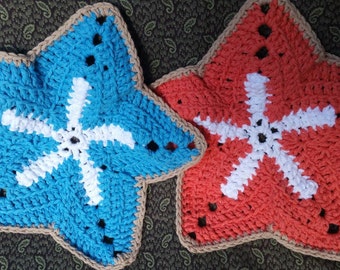 Starfish washcloth set, starfish washcloths, washcloths