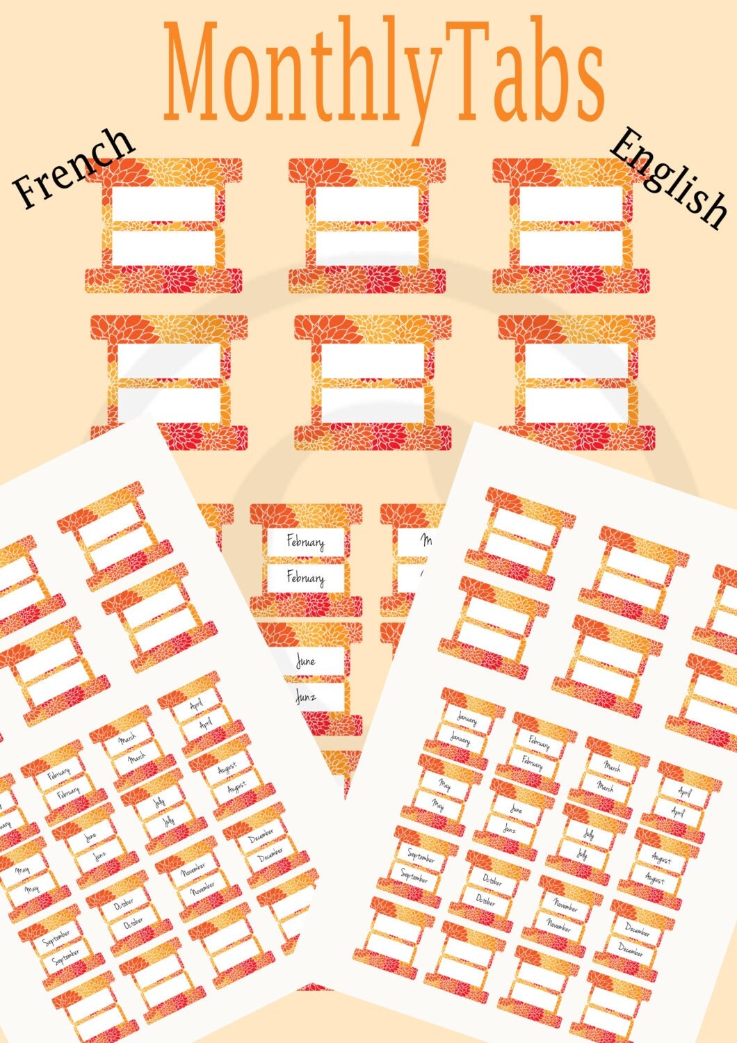 Printable monthly tabs Digital download par PlumeRose sur Etsy