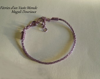End viking bracelet handmade copper violet