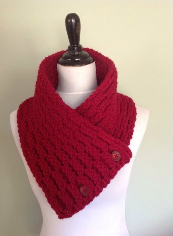 Red Honey Comb Knit Coat Scarf unisex by HoltonHouseUSA on Etsy