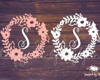 Flower Border Decal, Floral Decal, Flower Decal, Decals, Flower Border Monogram, Yeti Decal, Car Decal, Bridesmaid gift, monograms, decal,
