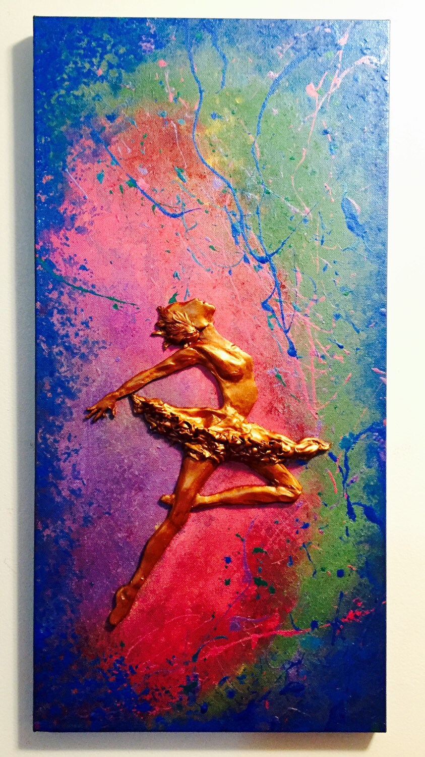 Original painting mixed media. Polymer Clay and acrylics on