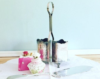 Vintage Caddy, Cruet, Vintage Silver Plate Condiment Caddy Holder ~ Dinner Party/Christmas Table/Elegant Dining, Vintage Chic.