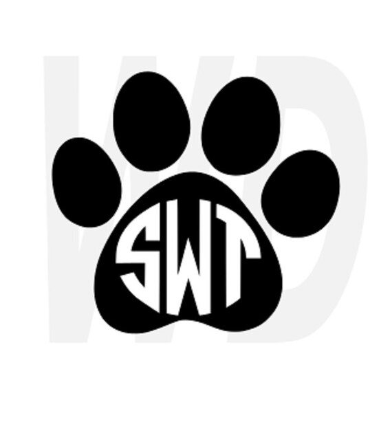 Download Black monogram paw print SVG DXF EPS cutting by Walkerdesigns6