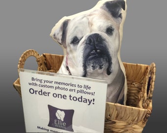 Photo Pillow - YOUR PET'S PHOTO - Custom Shaped with Natural Unbleached Cotton Fabric - Graduation Gift - Pet Memorial - Soft Sculpture