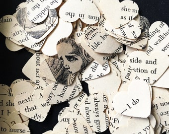 250 vintage Alice in wonderland confetti hearts , party , wedding , card making , smashbooks , table top confetti