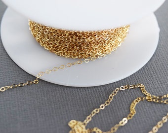 Gold Fill 1.4mm Cable Chain, Bulk Gold Fill Chain, Chain by the Foot, Gold Filled Chain, 14k Gold Fill, Findings, Supplies, GF601