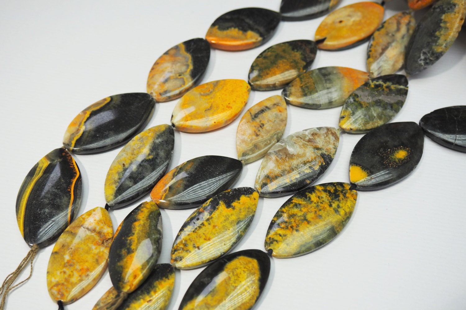 Natural Bumble Bee Jasper Beads 16 inch Strand by BeadSeen on Etsy