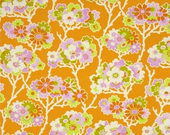 SALE Heather Bailey Lottie Da Sprig in Tangerine Fabric - Summer Floral Fabric by the Yard - Purple Orange Fabric - Floral Retro Mod Fabric