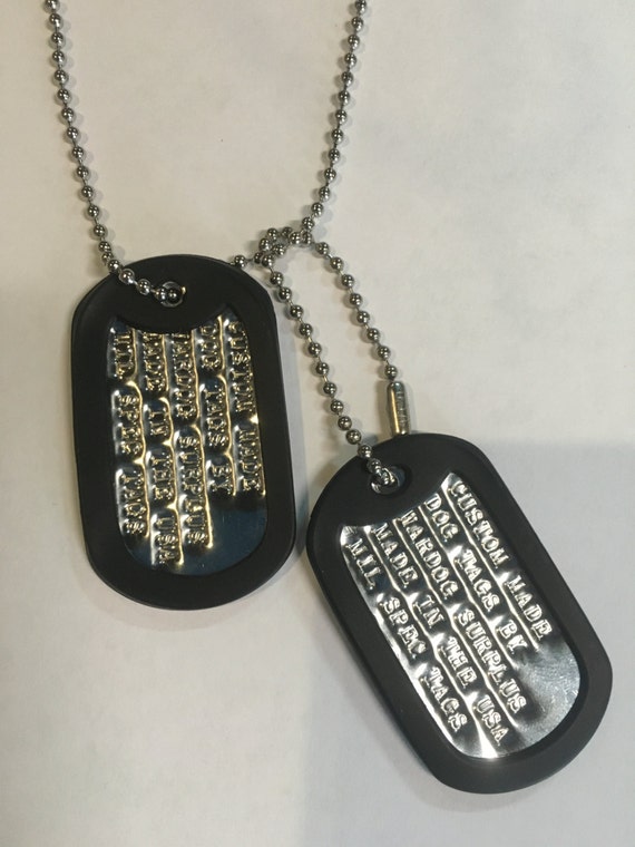 Custom made u.s militart dog tags w/ necklace chains and