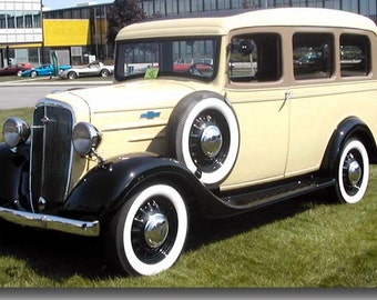 36 Chevy Suburban photo magnet, yellow car magnet, vintage car, classic photo magnet, classic station wagon, auto show, classic car show