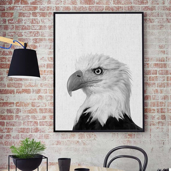 Bald Eagle Print American Eagle Wall Art Black And by DigitalSpot