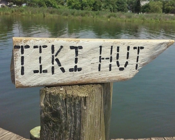 Tiki Hut Sign-Beach theme decor-Nautical home decor-Coastal living decor-Coastal home decor-Beach sign-Primitive beach decor- FREE SHIPPING