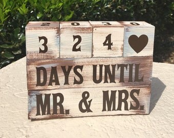 Rustic Painted Wooden Wedding Countdown Blocks