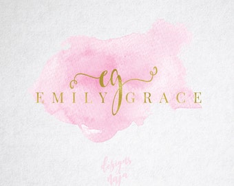 Premade Logo. Watercolor Logo. Photography Logos and Watermarks. Elegant Logo. Pink Logo. Gold Logo. Business Logo.