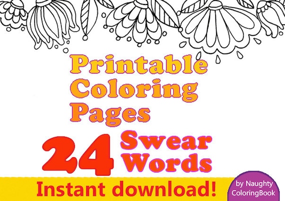 Adult Coloring Pages Swear Words Instant Download Swear