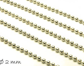 Ball chain platinum silver, fine, 2 mm balls