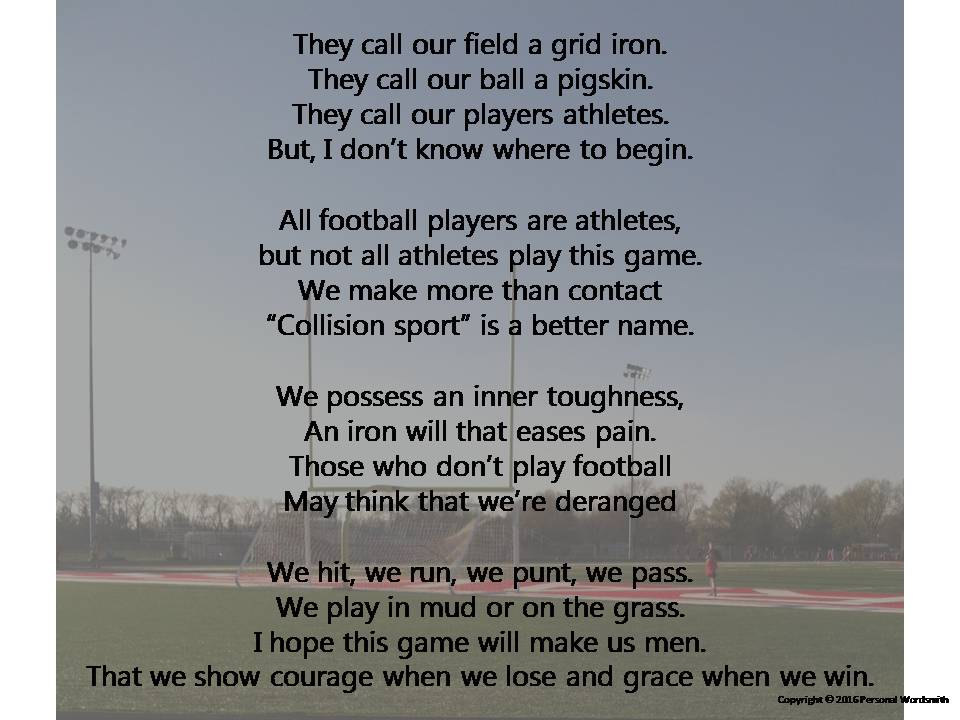 Football Players Poem Digital Download Athletes Poem Photo