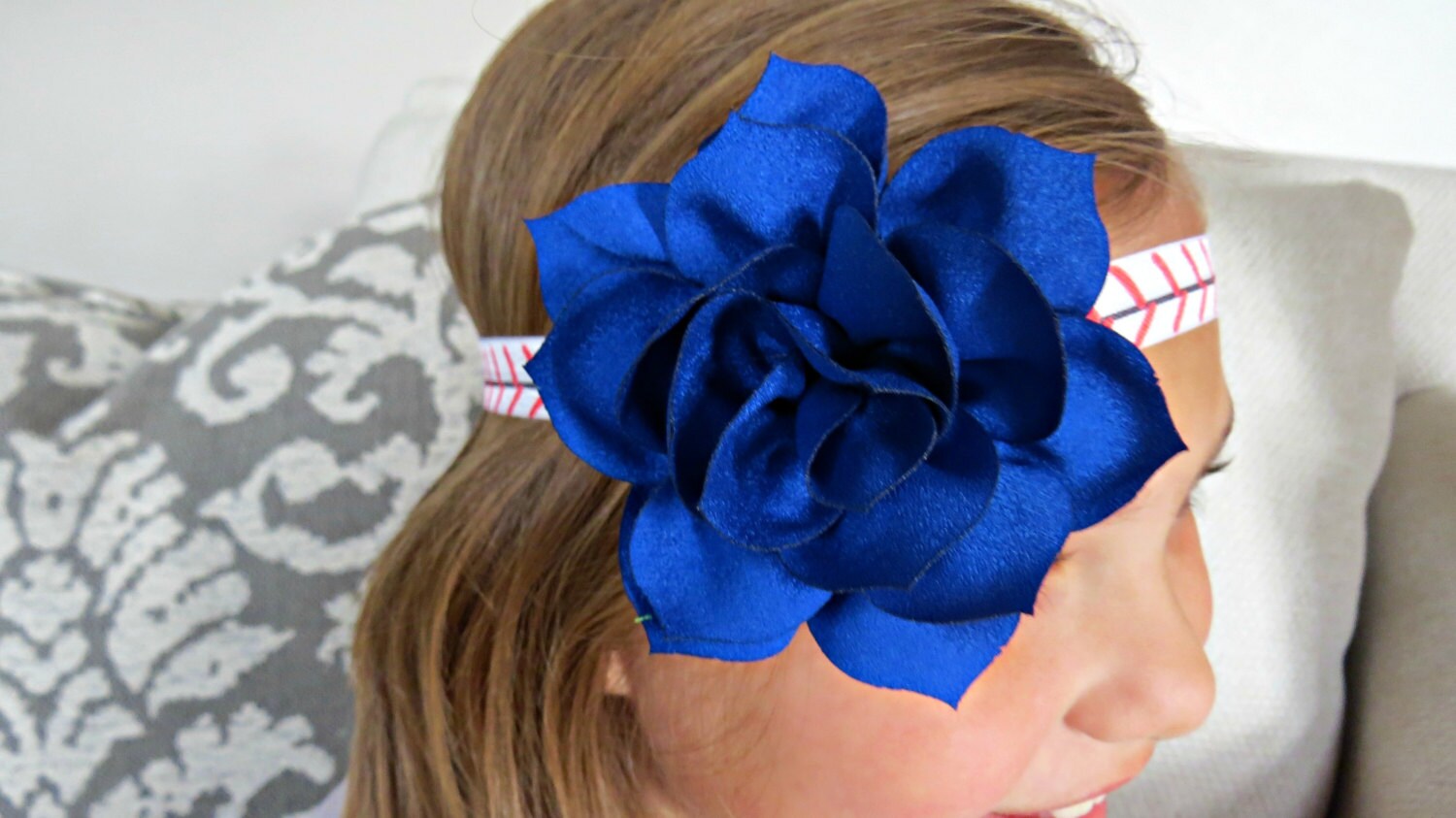 CLEARANCE Baseball Baby Headband Blue by PoppiesnLaceBowtique