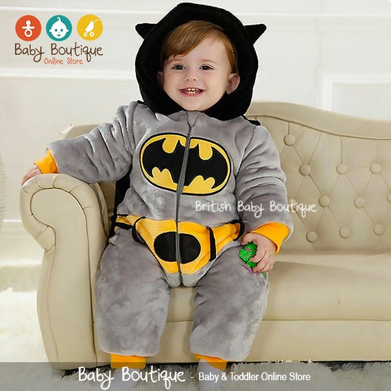 Cute Batman Warm Winter Fleece Baby Boy Bodysuit Jumpsuit Snowsuit with Cape