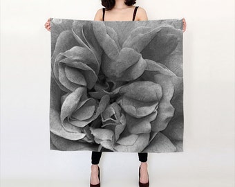 Black Silk Scarf Printed Lightweight Scarf Square Scarf Digitally Printed Womens Scarf Summer Fashion Accessory Spring Scarf Fall Scarf