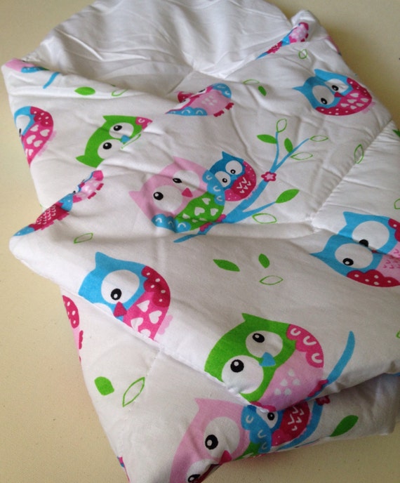 Owls Baby Blanket padded baby swaddle woodland nursery