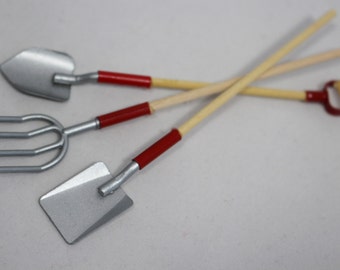 Miniature Garden Tools, Shovel, Pitchfork, Garden Accessories, Square Shovel, Dollhouse, Miniature Garden, Fairy Garden, Kawaii