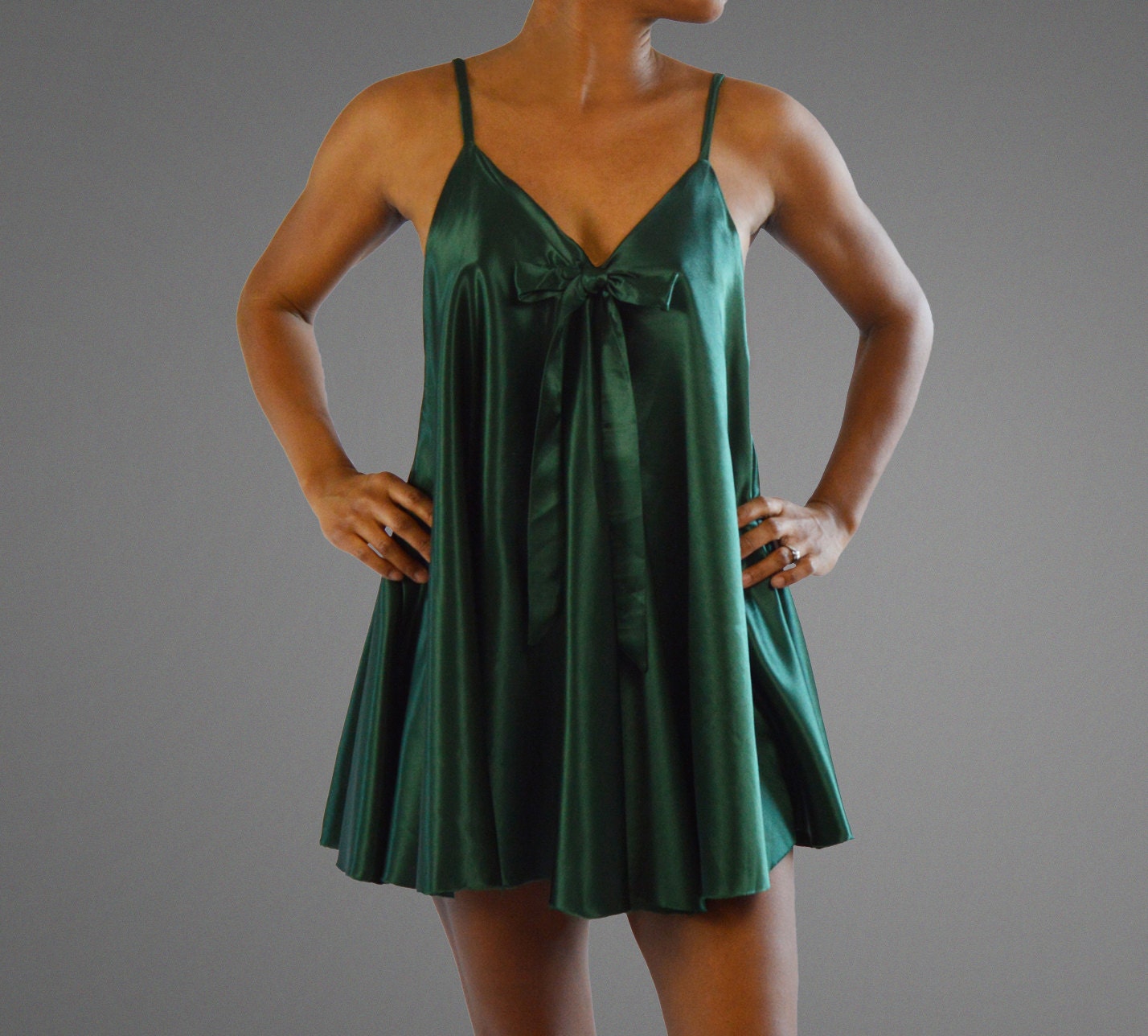 Emerald Green silk baby doll nightie by LiltSleepwear on Etsy