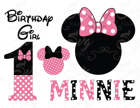 Download 1st Birthday Minnie Set Svg Cut Files Cuttable by SvgMarketFiles