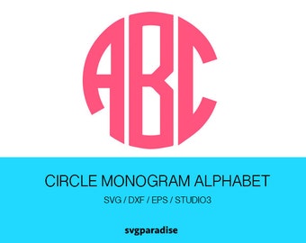 Download Circle Monogram Alphabet in SVG Vector Format for use with