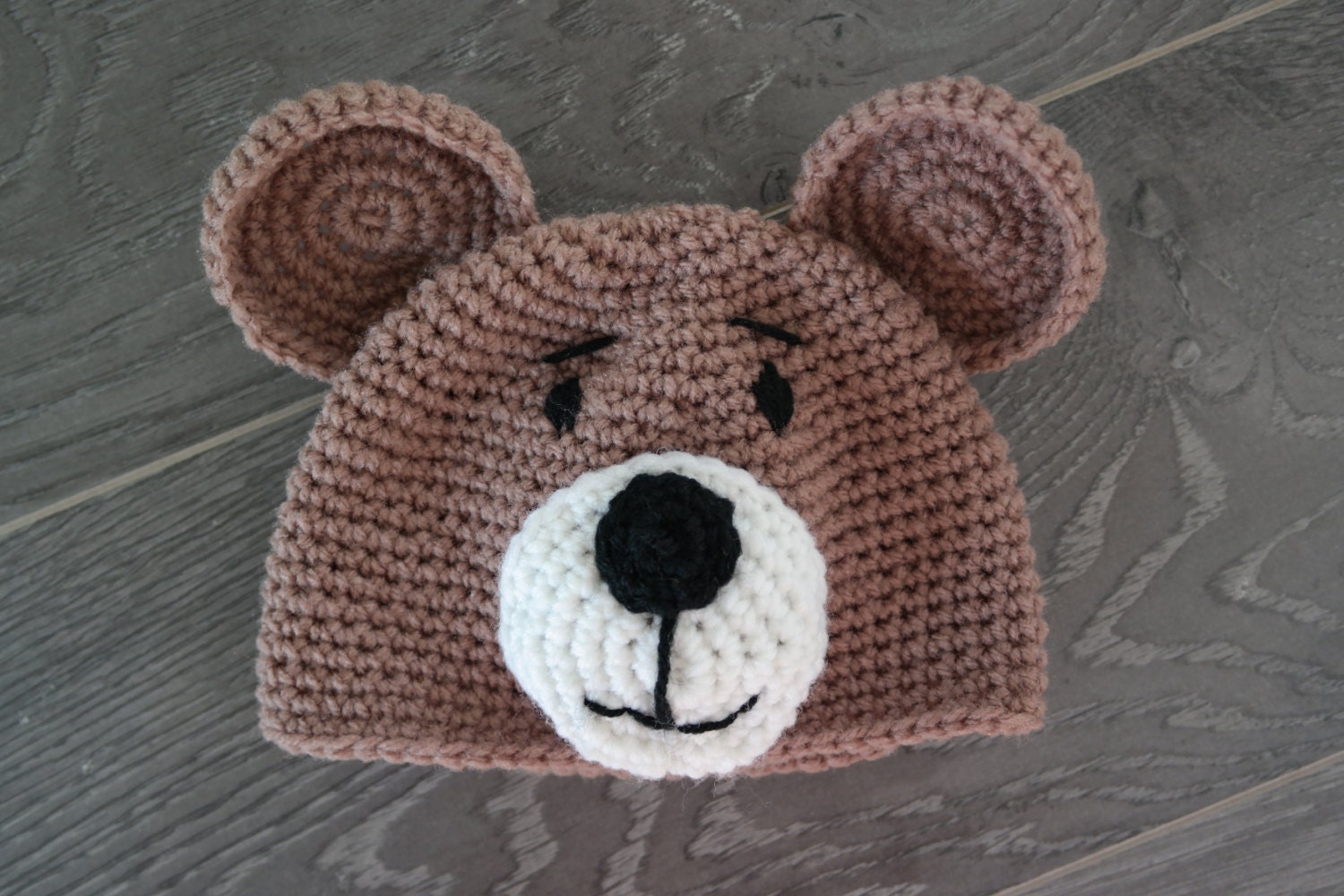 Crocheted Baby Teddy Bear Hat by DaniRoseDesign on Etsy