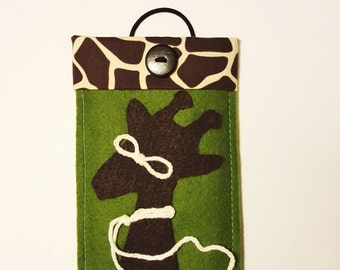 Galaxy Case,Giraffe iPhone Case,FREE SHIPPING,Gift idea,Holiday Gifts,iPhone 6 Case,Green Case,Handmade Phone Case,Felt iPhone Case