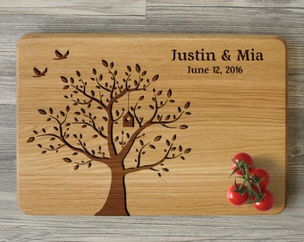 Wedding Cutting Board Tree Cutting Board Personalized Christmas Gift Custom Engraved Bridal Shower Gift Couple Gift Anniversary Gift Wedding