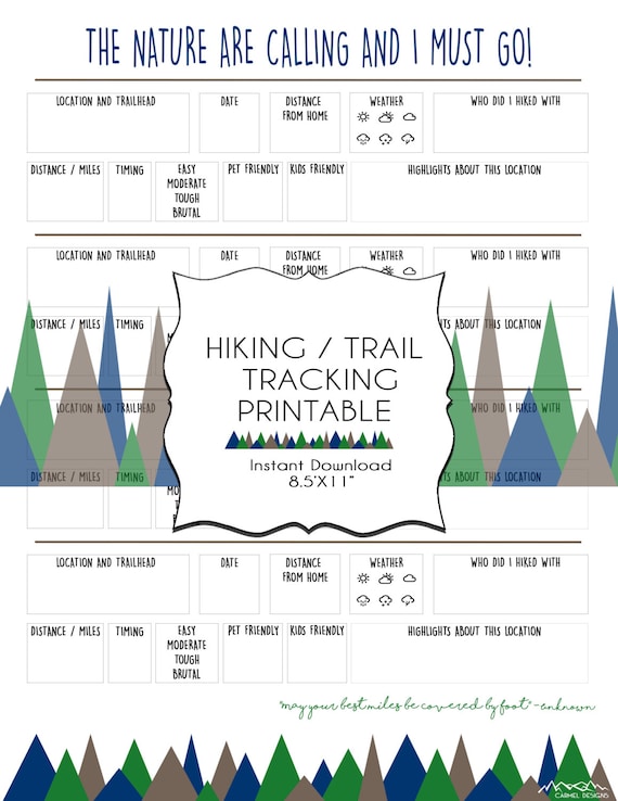 Hiking / Trail Tracking Printable