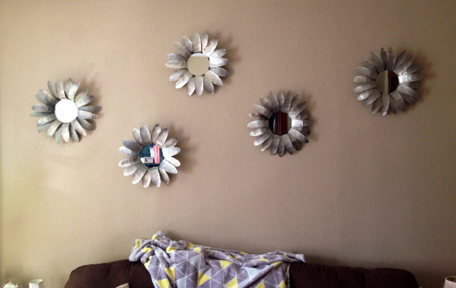 Tin Mirror Flower wall decor flower mirror recycled flower