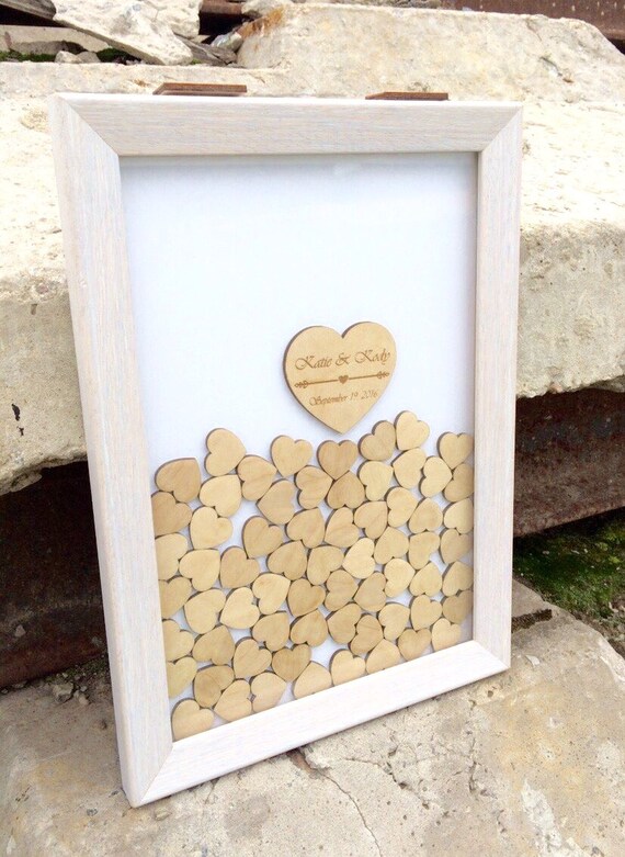 Wedding Guest Book Wedding Drop Box Top Drop Hearts by ArtInspiro