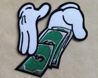 Hands With Money Iron On Patch