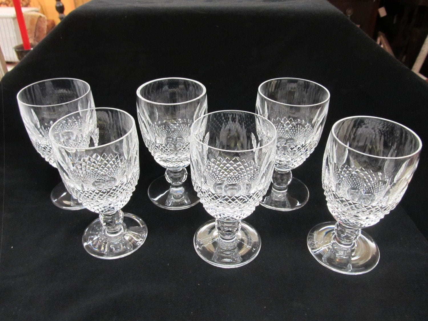 Waterford Crystal 6 Claret Wine Glasses In The Pattern Colleen 