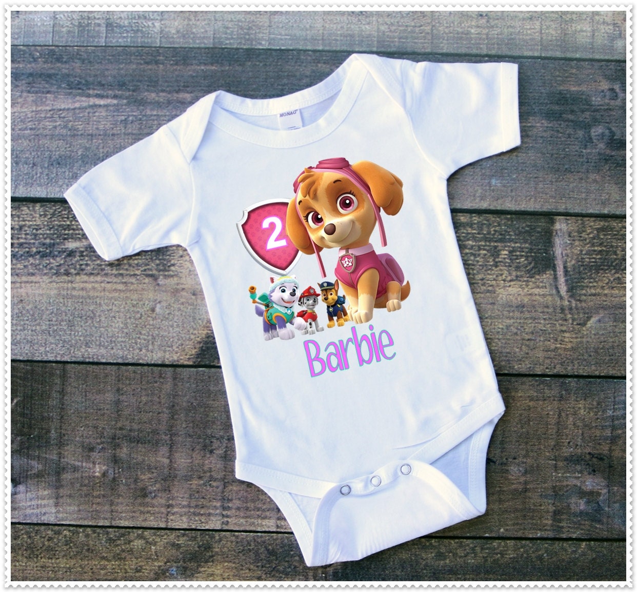 Girls Paw Patrol Birthday Tee Shirt or Bodysuit Tee size 2T