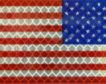 USA flag reverse, red+blue 3.5" x 2" Hi-Vis Reflective Patch with VELCRO® Brand Fastener